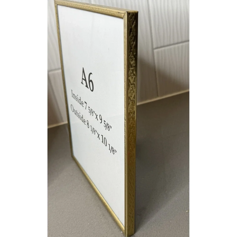 Lot of 2 Vintage MCM Hollywood Brass Metal Picture Frame Gold Tone 8 x 10 GUC
